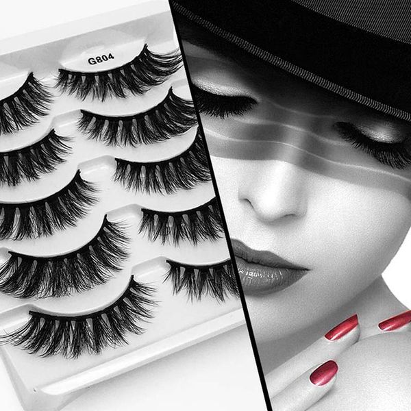

5 pairs imitation mink hair false eyelashes thick curled full strip lashes eyelash extension fashion women eyes natural makeup