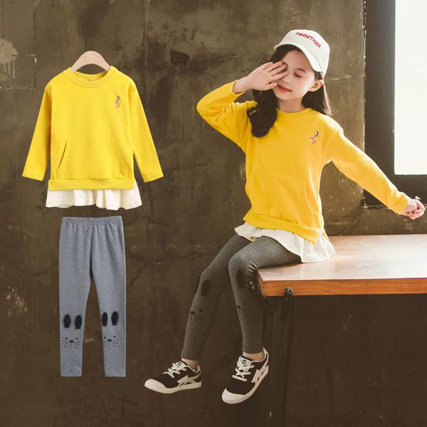

Children Clothing Set Girls Clothes Sets Autumn Spring Sweatshirt Tops Legging Pants 2PCS Tracksuit Kid Outfit 4 8 10 12 Years, Red