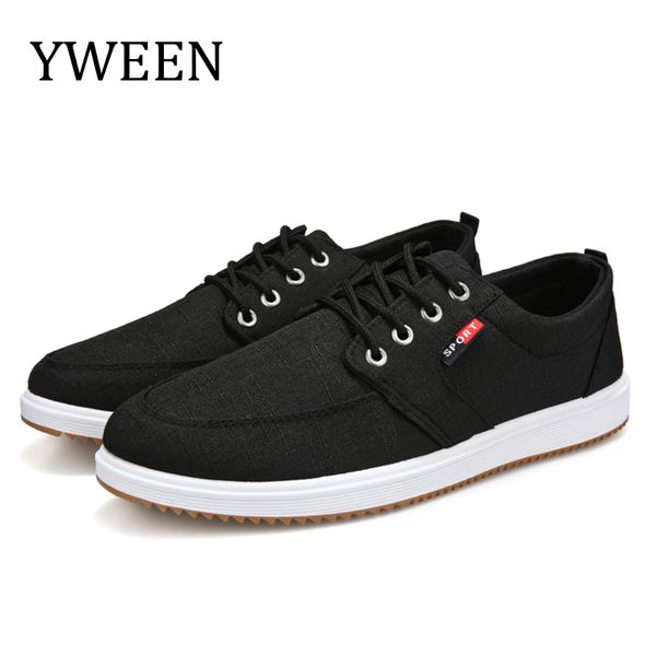 

yween spring men casual shoes men fashion sneakers lace up solid lace up canvas shoes large size 38-45, Black