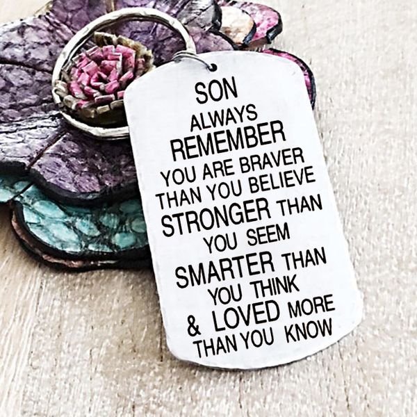 

fashion keychain you're braver than you believe keyring for son daughter brother sister gifts inspirational jewelry key chains, Silver
