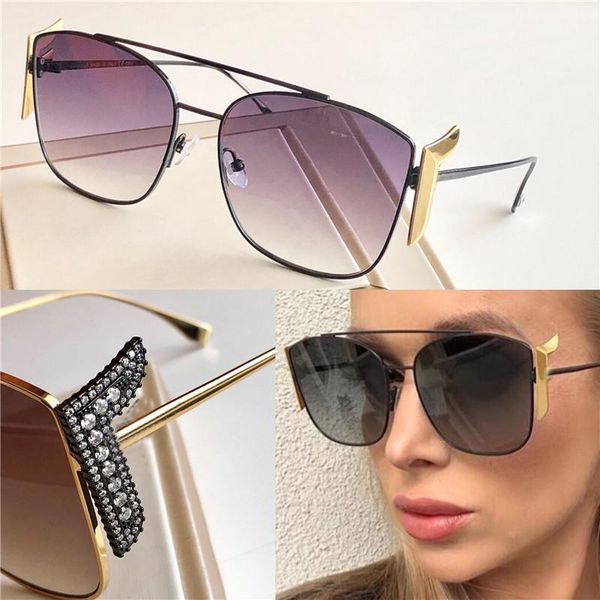 

new fashion designer sunglasses 0380 charming cat glasses frame letters with luxury crystal diamond legs popular style, White;black