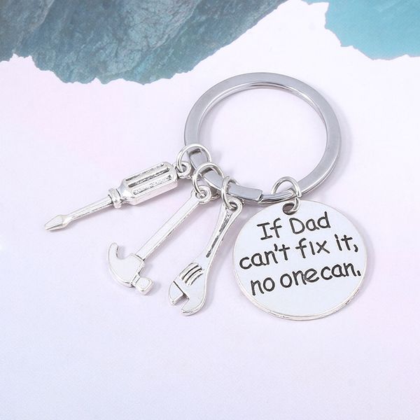 

fashion simplicity letter gadget keychain "if dad can't fix it no one can" pendant repair kit keychain,father's day gift, Silver