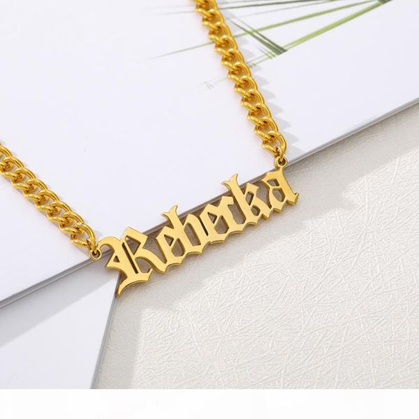 

custom name necklace pendant gold color 3mm cuban chain customized nameplate necklaces for women handmade gifts, Silver