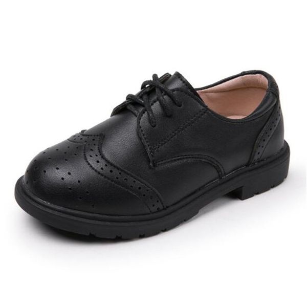 

new children leather shoes student genuine leather spring/autumn boys girls school dress shoes kids flats 019, Black;grey
