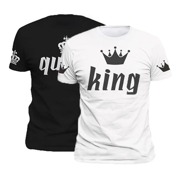 

couple t-shirt tee crown king and queen love matching summer fashion, White;black