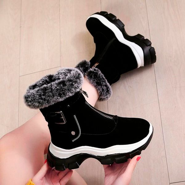 

new boots winter high sneakers platform black shoes velvet warm snow boot for women