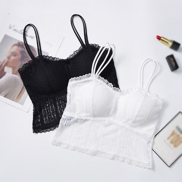 

camisoles & tanks lace hollow breathable female women sling tank, Black;white