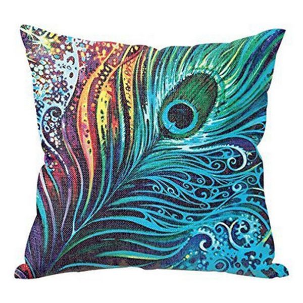 

cotton linen colorful feather leaning cushion pillow cover, home decor