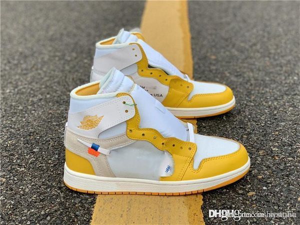 

2020 new off authentic white 1 high og canary yellow chicago unc powder blue 1s men women basketball shoes sports sneakers with box