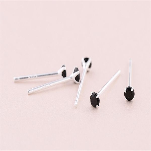 

sterling silver 925 jewelry black white clear cz zircon earring for women girls birthday gifts fine jewelry female stud earrings, Golden;silver