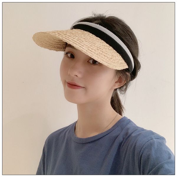 

rafi grass empty hat net red with the same ess beach vacation anti-sip caps korean version of the sun hat, Blue;gray