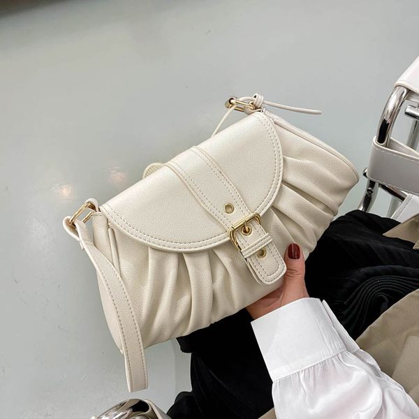 

pu leather women's shoulder bag fashion casual handbag small cloud pleated crossbody bag