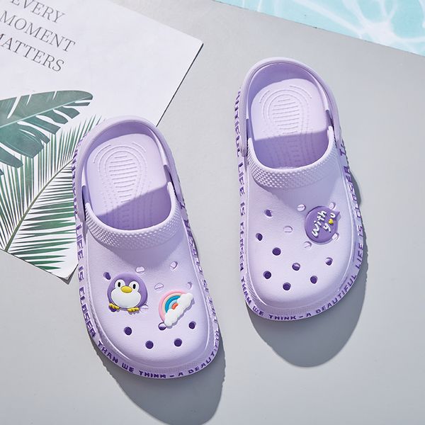

summer garden shoes women beach slip on loafer sandals woman comfortable cartoon cute rubber slid slippers sandalias mujer, Black