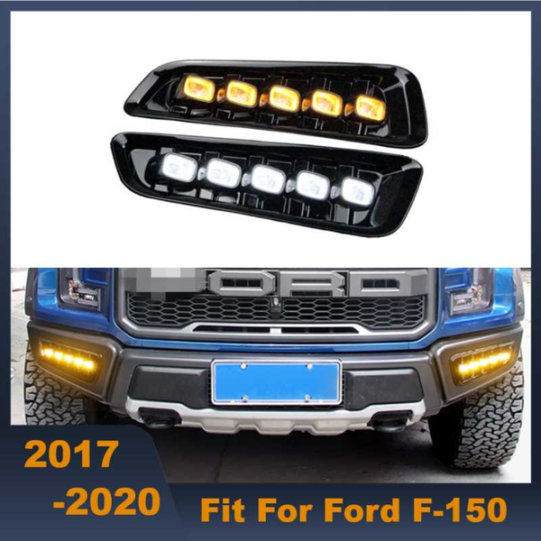 

led daytime running lights case for f-150 raptor 2020+, led white drl + streamer yellow turn signals