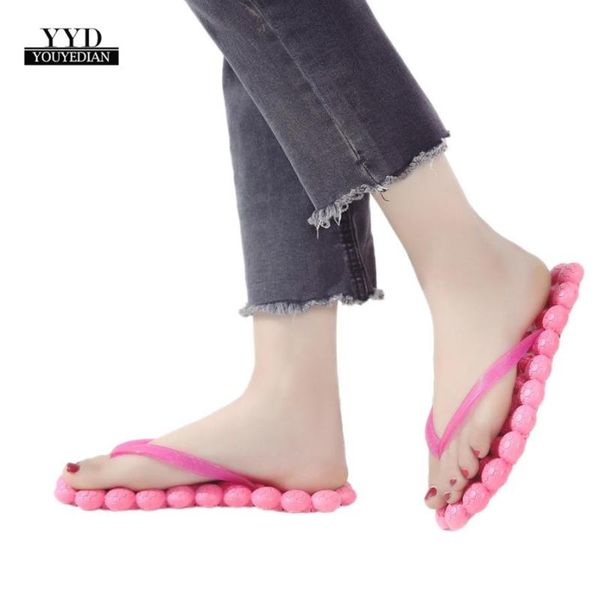 

ship from ru ) fashion women massage flat heel anti skidding beach shoes sandals slipper zapatos mujer #a35, Black