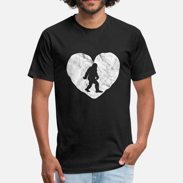 

bigfoot heart sasquatch t shirt men print 100% cotton round collar slim sunlight breathable summer style family shirt
