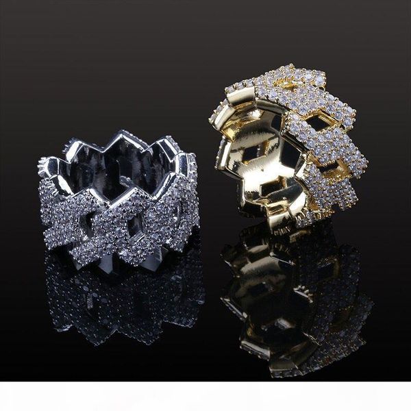 

gold star hip hop jewelry mens ring ice out cubic zircon personality gold silver ring for women, Golden;silver