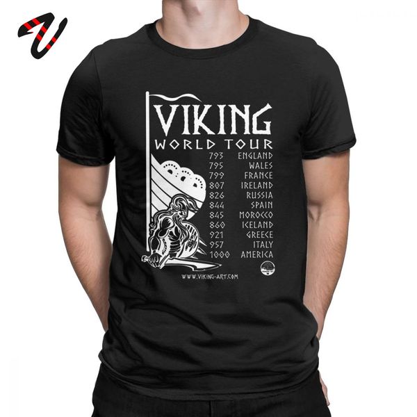 

viking world tour t shirts men ragnar longboat tshirt short sleeve tees 100% cotton military lothbrok t-shirt plus size