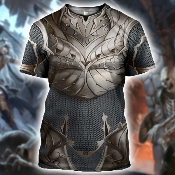 

knight medieval armor knights templar street summer 3d print shirts oversized harajuku funny men clothing
