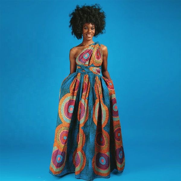 

explosion style african style digital printing diy straps wear dresses women split long dress
