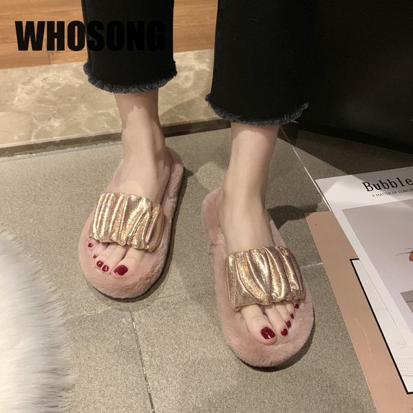 

summer women fur slippers woman flats girls beach slides ladies fashion outside shoes female soft brand mules zapatos de mujer, Black