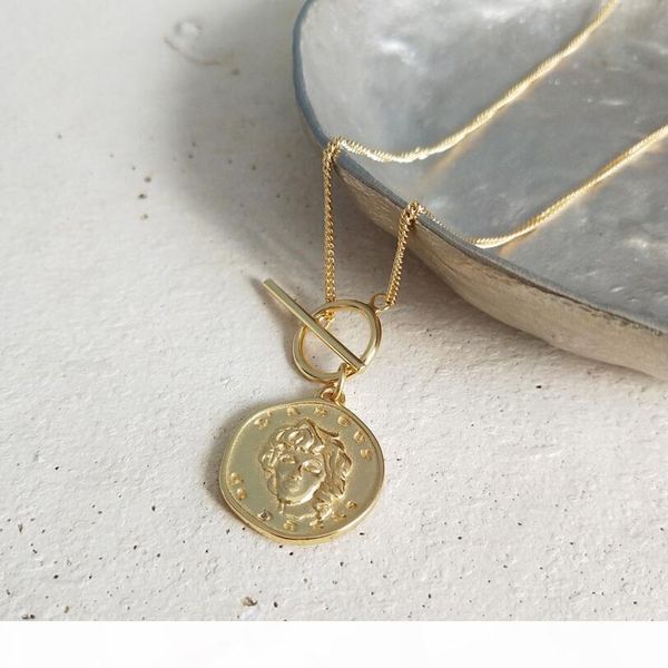 

925 sterling silver round монета lady портрета подвеска ожерелье женщина золотого цвет женские портрет ожерелье подвеска изящные ювелирные и