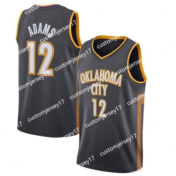 

2020 men city thunder oklahoma 12 adams charcoal steven edition basketball jersey city jerseys, Black