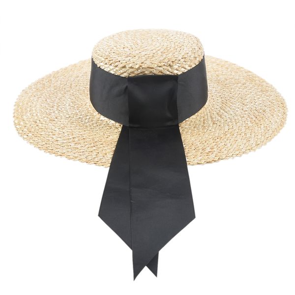 

women classical wheat straw hat summer cap large wide brim sun hat elegant floppy ribbon beach vocation, Blue;gray