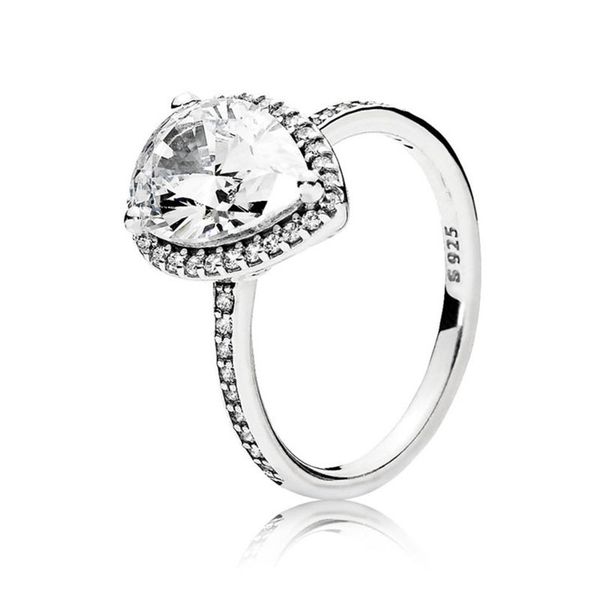 

Real 925 Sterling Silver Heart shape CZ Diamond RING with Logo and box Fit Pandora Wedding Ring Engagement Jewelry for Women