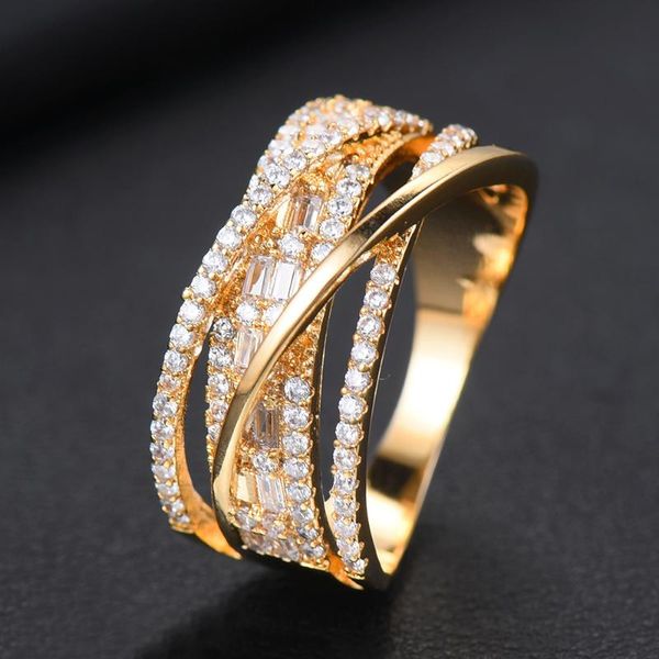 

missvikki bridal wedding ring bague femme fingers rings for women clear cubic zirconia charms new design jewelry, Golden;silver