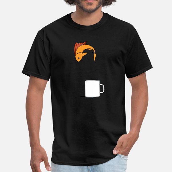 

fish coffee cup t shirt men print 100% cotton s-xxxl letter anti-wrinkle breathable spring autumn pattern shirt