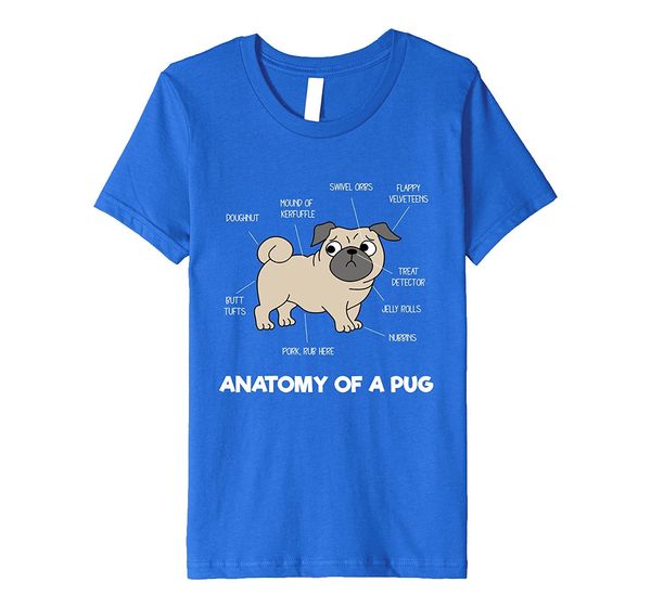 

2019 new short sleeve casual anatomy of a pug - funny dog body parts t-shirt summer casual man t shirt good quality