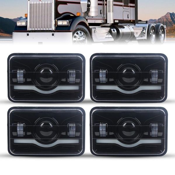 

4шт x black 4x6" led фара лампы 45w для kenworth h4 для h13 120/132 t400 t600
