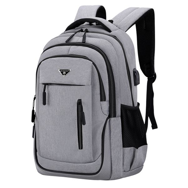 

big capacity men backpack lap15.6 oxford gray solid high school bags teen college student back pack multifunctional bagpack