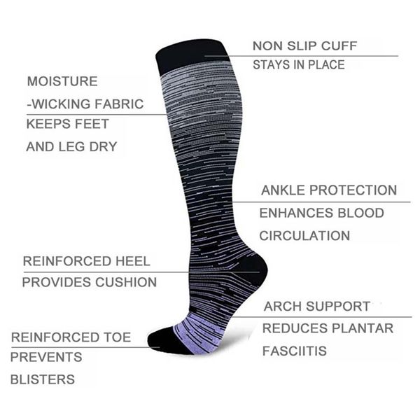 

new nylon compression socks women and men stockings nursing hiking travel flight socks running fitness, Black