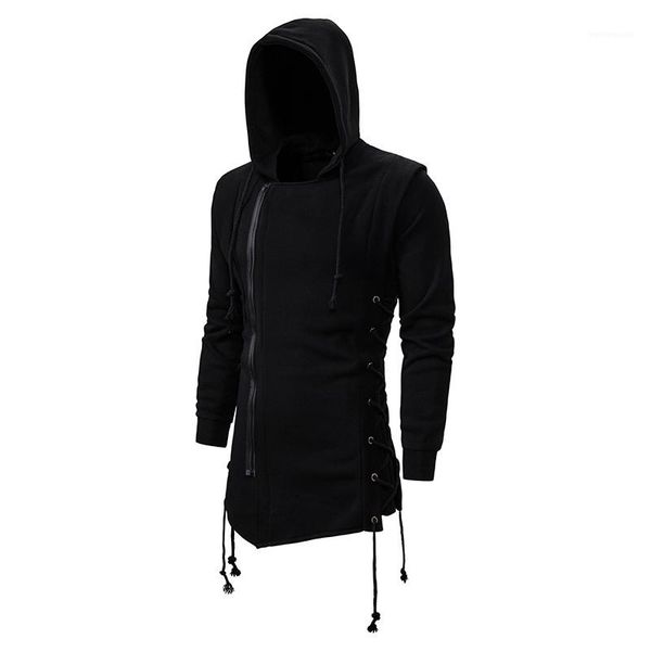 

warm gentlemen coats mens designer autumn and winter solid color long coats fashion hooded collar outerwears with zipper thick winter, Black