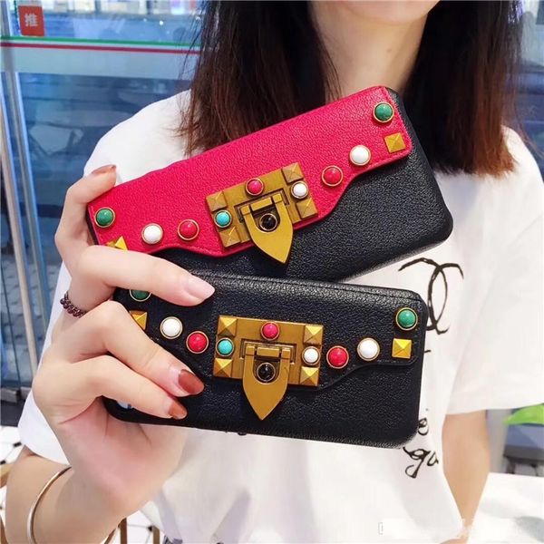 

1pcs for iphone 8 phone case classic fashion flip card package phone case for iphone 6/7/x square angle embossed phone case