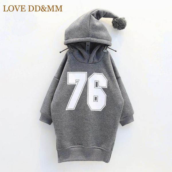 

love dd&mm girls clothing coats 2020 new children hooded letters long hedging jacket casual thick dress, Blue;gray