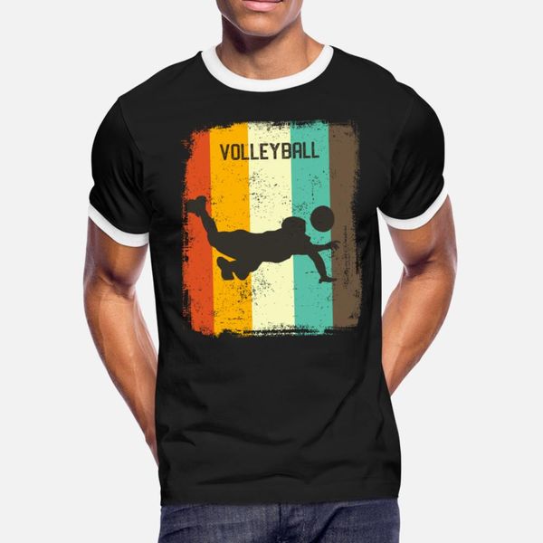 

volleyball player retro 70s vintage mens gift t shirt men printed tee shirt o-neck cool loose building spring autumn pictures shirt