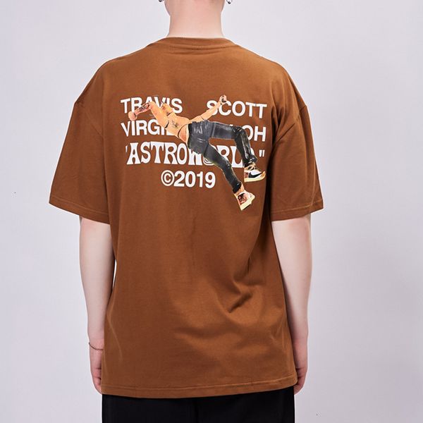 

19ss Travis Scott Astroworld Joint Sportsman Letter Printing T-SHIRT Casual Simple Fashion Beach Sport Brown Tee Summer Street HFHLTX033