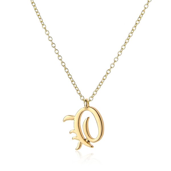

5pcs stainless steel alloy usa alphabet initial letter o america 26 english word letter family friend name sign necklace jewelry, Silver