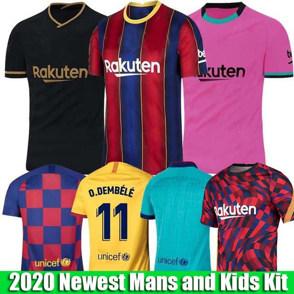 

2019 2020 fc barcelona soccer jerseys 10 messi 21 f.de jong 17 griezmann 11 o.dembele player version men and kids kit set uniform jersey, Black;yellow
