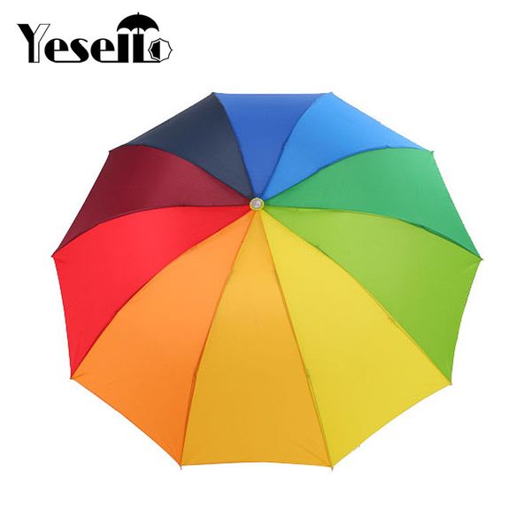 

umbrellas yesello rainbow outdoor three-folding unbrella parasol 8 rib wind resistant for women tarvel