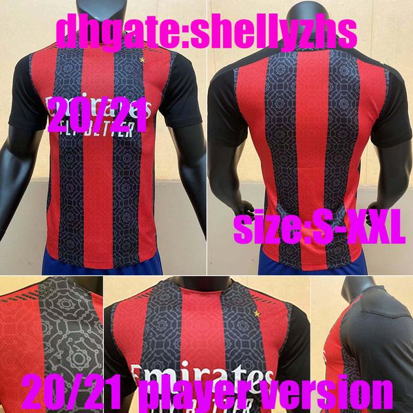 

20 21 player version milan soccer jersey ibrahimovic 2020 theo rebic soccer shirt paqueta romagnoli calhanoglu cutrone kessie football unifo, Black;yellow
