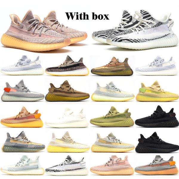 

kanye west cinder yeshaya black static reflective running shoes mens womens clay gid glow zebra cloud white citrin comfort sneakers 36-46