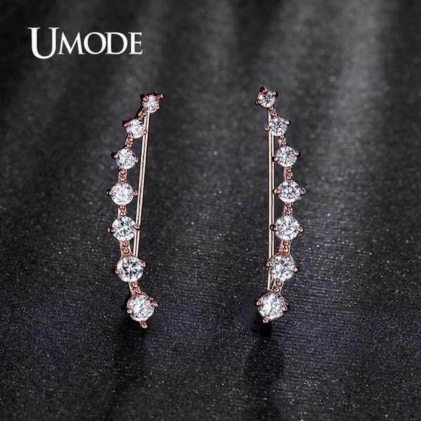 

umode four prong setting earring pins cz crystal rose gold color dipper stud earrings jewelry for women new brincos, Golden;silver