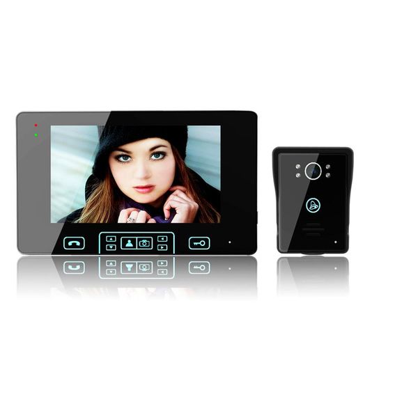 

cgjxs7 lcd monitor 2 .4ghz touch button wireless video door phone intercom doorbell unlocking camera with solar charger