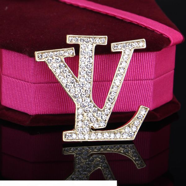 

vintage crystal luxury designer brooch women letter designer brooch suit lapel pin fashion jewelry accessories gift for lover, Gray