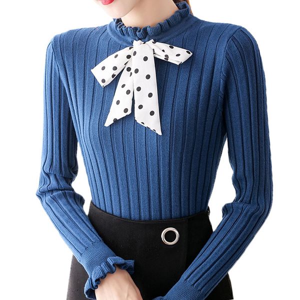

autumn winter women sweater jumper pullover sleeve long 2020 high elasticity fall sweater women pullover bow knitted pullovers, White;black