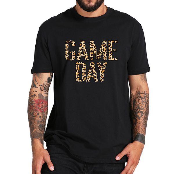 

game day tv show t shirt leopard print football lover tshirt 100% cotton crew neck tee